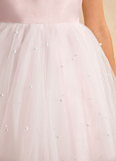 Azazie Esme Flower Girl Dresses Blushing Pink Ball-Gown Bow Tulle Dress image9