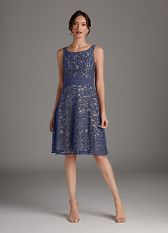 Azazie Beth Mother of the Bride Dresses Stormy Champagne A-Line Scoop Sequins Chiffon Dress image6