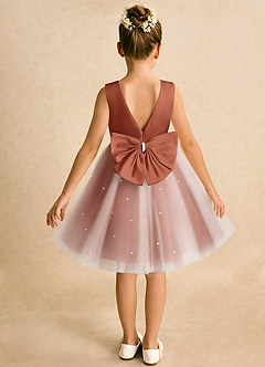 Azazie Esme Flower Girl Dresses Auburn Ball-Gown Bow Tulle Dress image1