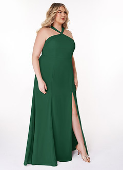 Azazie Rue Brautjungfernkleider A-Linie Halter Chiffon Kleid Dunkelgrün image10