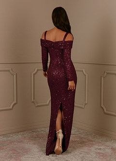 Azazie Indra Mother of the Bride Dresses Cabernet Sheath Sequins Lace Dress image4