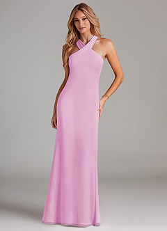 Azazie Doretta Bridesmaid Dresses Candy Pink Mermaid Pleated Chiffon Dress image3