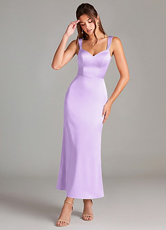 Azazie Denice Brautjungfernkleider Etui Plissee Stretch-Satin Kleid Flieder image1