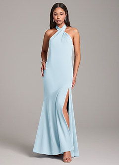 Azazie Lorena Bridesmaid Dresses Sky Blue Mermaid Pleated Chiffon Dress image1