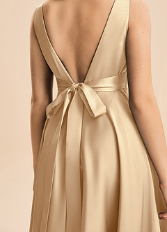 Azazie Gabby Junior Klä av A-Line i Stretch Satin Plisserad image2