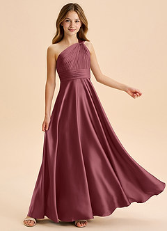 Azazie Charlize Junior Jurk van Stretch Satijn met A-Lijn Geplooid Woestijnroos image5