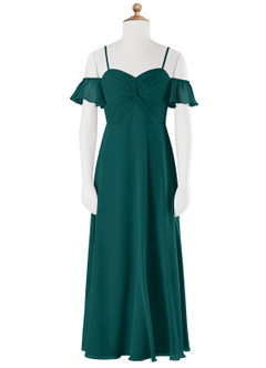 Azazie Juna Junior Peacock A-Line Off the Shoulder Chiffon Dress image6