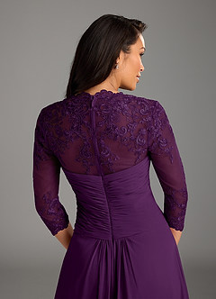 Azazie Devereaux Mother of the Bride Dresses Grape A-Line Lace Chiffon Dress image3