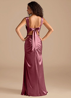 Azazie Jesaphine Bridesmaid Dresses Desert Rose Sheath Bow Metallic Satin Dress image4