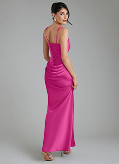 Azazie Etta Brudtärnklänningar Klänning av Sjöjungfru i Stretch Satin Korsett Fuchsia image2