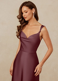 Christian Siriano Bridal for Azazie 1001 Bridesmaid Dresses Sangria A-Line Sweetheart Neckline Stretch Satin Dress image13