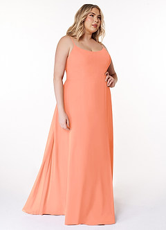 Azazie Moira Brautjungfernkleider A-Linie Schaufel Chiffon Kleid Sonnenuntergang image11