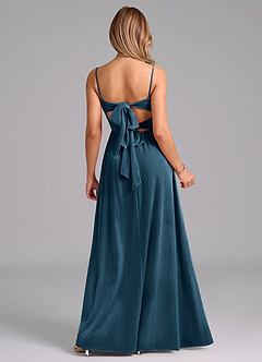 Azazie Zeya Suknie dla druhen Linia A Pofałdowany Aksamit Do ziemi Sukienka image7