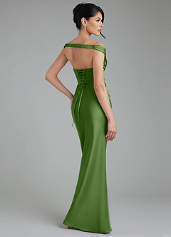 Azazie Stella Robes de demoiselle d'honneur Robe Fourreau Convertible en Satin extensible Corset Basilic image3