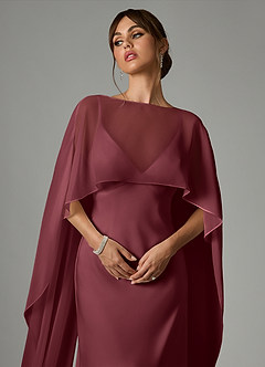 Azazie Stefania Robes de demoiselle d'honneur Robe Trapèze en Satin extensible Merlot image5