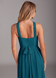 Azazie Dixie Bridesmaid Dresses Ink Blue A-Line Halter Pleated Chiffon Dress image6