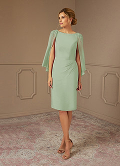 Azazie Carmela Mother of the Bride Dresses Dusty Sage Sheath Lace Chiffon Dress image6