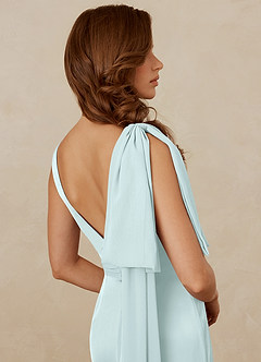 Christian Siriano Bridal for Azazie 1011 Bridesmaid Dresses Sea Glass Mermaid Bow Stretch Satin Dress image10