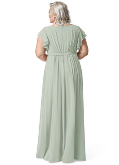 Azazie Daphne Modest Bridesmaid Dresses A-Line Ruffled Chiffon Floor-Length Dress image49