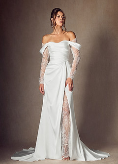 Azazie Alexa Wedding Dresses Diamond White A-Line Sweetheart Neckline Lace Dress image1