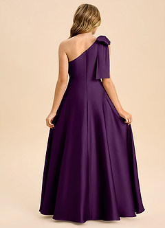 Azazie Penguin Junior Abito A-Line in Raso Elasticizzato Fiocco Uva image2