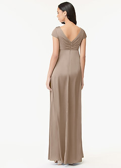 Azazie Allessia Maternity Bridesmaid Dresses A-Line Pleated Stretch Satin Floor-Length Dress image2