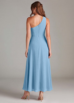 Azazie Brooke Jurken voor bruidsmeisjes Jurk van Chiffon met A-Lijn One-Shoulder Staal Blauw image5