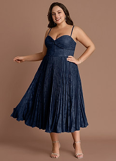 Annie Navy Pleated Midi Dress image8