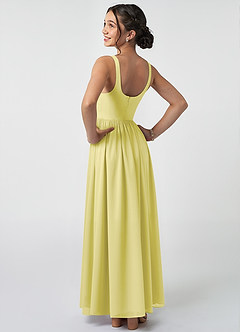 Azazie Keyla Junior Abito A-Line in Chiffon Plissettato Sorbetto Al Limone image4