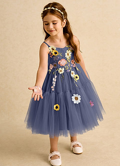 Azazie Osea Blumenmädchenkleider Ballkleid Plissee Tüll Kleid Sturm image1