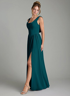 Azazie Novi Bridesmaid Dresses Pine A-Line Pleated Chiffon Dress image4