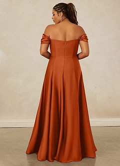 Christian Siriano Bridal for Azazie 1002 Bridesmaid Dresses Burnt Orange A-Line Off the Shoulder Stretch Satin Convertible Dress image16