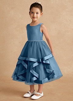 Azazie Posy Flower Girl Dresses Bermuda A-Line Beaded Tulle Dress image3