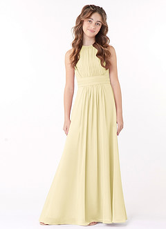 Azazie Bonnie Junior Vestido Sorvete De Limão de Chiffon de Linha A com Plissado image1