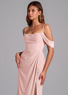 Azazie Johana Jurken voor bruidsmeisjes Converteerbaar Jurk van Chiffon met Zeemeermin Off the Shoulder Poederroze image5