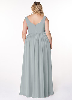 Azazie Keyla Bridesmaid Dresses Dolphin Grey A-Line V-Neck Pleated Chiffon Dress image7