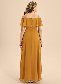 Azazie Maggie Junior A-Linie Schulterfrei Chiffon Kleid Butterscotch image2