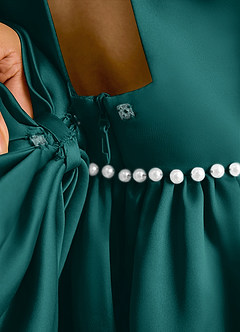 Azazie Daisies Flower Girl Dresses Peacock Ball-Gown Bow Matte Satin Dress image8