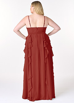 Azazie Peyton Bridesmaid Dresses Terracotta A-Line Ruched Chiffon Dress image8