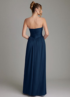 Azazie Zena Bridesmaid Dresses Dark Navy A-Line Strapless Stretch Satin Dress image6