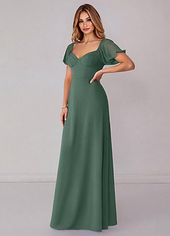 Azazie Fatima Bridesmaid Dresses Sea Moss A-Line with Pockets Chiffon Dress image4