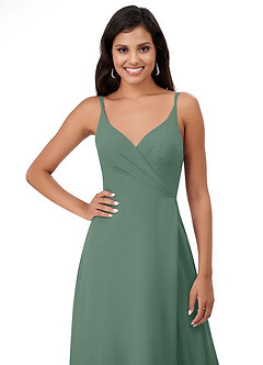 Azazie Lennon Bridesmaid Dresses Eucalyptus A-Line Lace Chiffon Dress image6