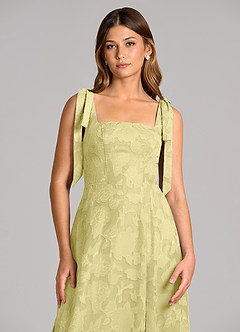 Azazie Debra Bridesmaid Dresses Lemon Sorbet A-Line with Pockets Floral Burnout Dress image2