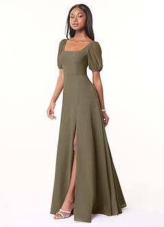 Azazie Alani Bridesmaid Dresses Willow Green A-Line Square Neckline Chiffon Dress image3