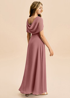 Azazie Emma Junior Robe Trapèze en Mousseline de soie Plissée Rose Du Désert image6