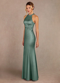 Azazie Tyra Mère de la mariée Robes Robe Sirène en Satin extensible Dentelle Eucalyptus image2