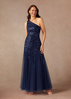 Azazie Backley vestidos de madre de la novia Vestido de Azul Marino Oscuro de Lentejuelas de Sirena image1