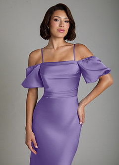 Azazie Lea Bridesmaid Dresses Tahiti Mermaid Off the Shoulder Stretch Satin Convertible Dress image3