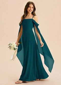 Azazie Moana Junior Linia A Pofałdowany Szyfon Długość podłogi Młodsza druhna Sukienka image2