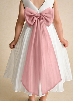 Azazie Margot Flower Girl Dresses Ivory Dusty Rose A-Line Pleated Chiffon Dress image8